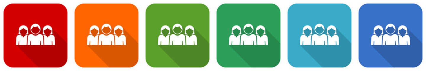 Poster - People icon set, flat design vector illustration in 6 colors options for webdesign and mobile applications