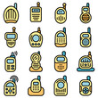 © ylivdesign - Baby monitor icons set. Outline set of baby monitor vector icons thin line color flat on white