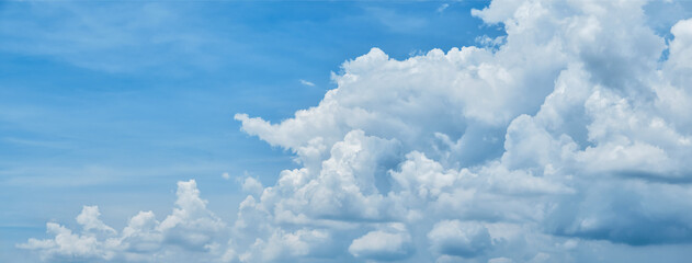 Wall Mural - sky cloud blue background panorama, beautiful bright summer