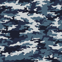 
Blue camouflage pattern vector classic background for printing clothes, fabric.