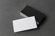 © yu_tsai - Business cards blank. Mockup on black background.  Copy space for text.