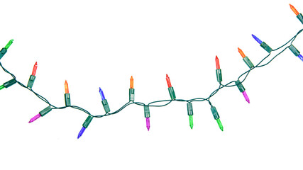 Wall Mural - christmas lights string isolated on white background with clipping path..