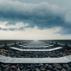 Poster - railroad closeup goes to horizon in dramatic sky