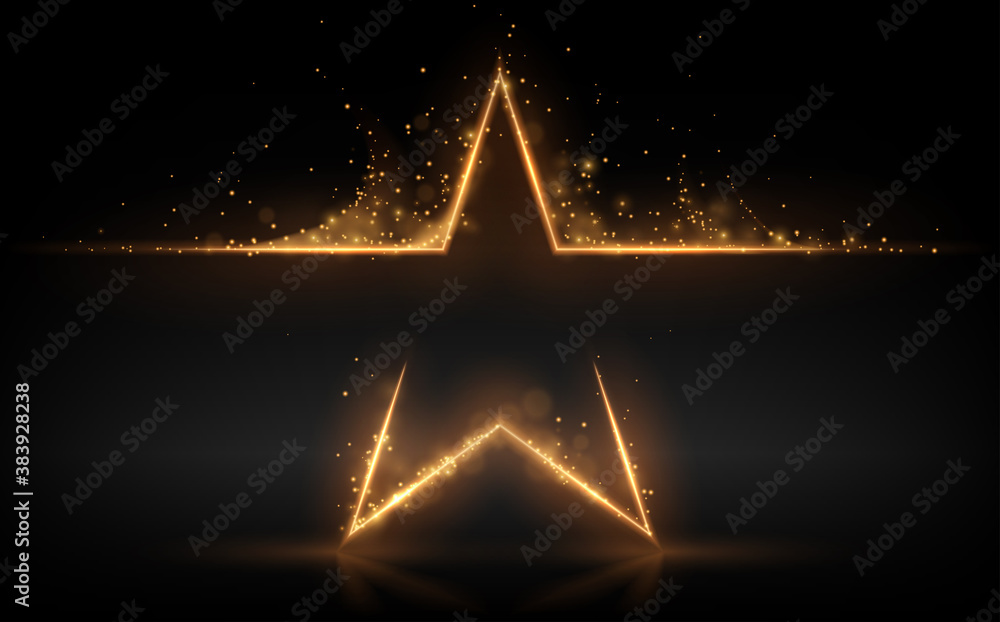 Gold star with glowing sparks effect Stock Vector | Adobe Stock