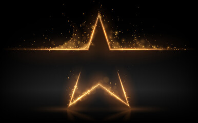 Wall Mural - Gold star with glowing sparks effect