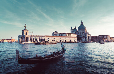 Wall Mural - Gondola and Basilica Santa Maria della Salute, Venice, Italy