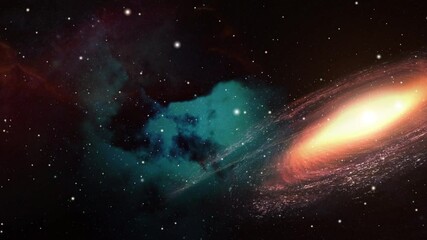 galaxies and nebula clouds moving in the universe