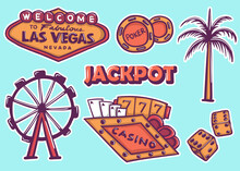Colorful Hand Drawn Las Vegas Stickers Collection