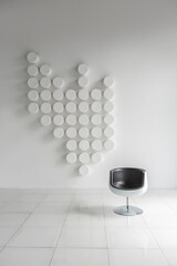 Wall Mural - modern futuristic contemporary interior in extra white color with stylish chair and decorative wall