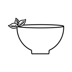 Poster - tea cup with leaves line style icon vector design