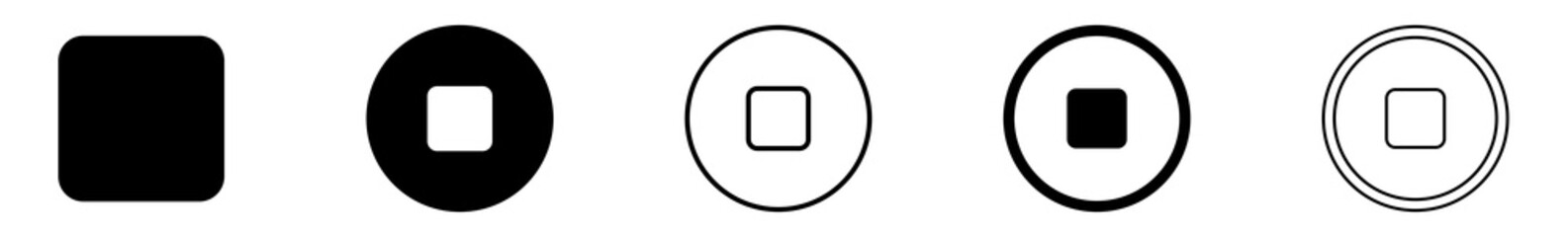 Wall Mural - stop button icon circle black | stop buttons illustration | video audio player navigate symbol | qui