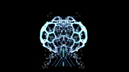 Wall Mural - Several abstract objects animation with a few transitions during time in space, possible simulation of various processes inside cells, brain, organism or nature.