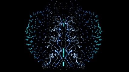 Wall Mural - Several abstract objects animation with a few transitions during time in space, possible simulation of various processes inside cells, brain, organism or nature.