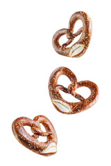 Wall Mural - Pretzel with salt and sesame seeds on a white isolated background