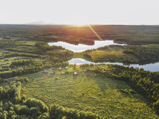 The panoramic view of the green valley