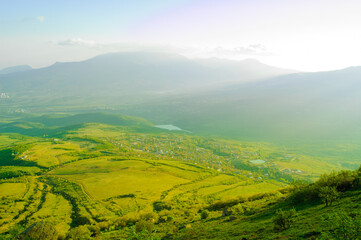 Canvas Print - Beautiful Mountain Valley with Sunlight