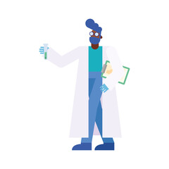 Poster - chemical man with tube and document vector design