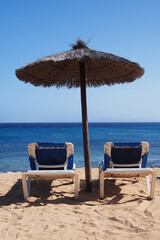 Sticker - Beach chairs on perfect sand beach