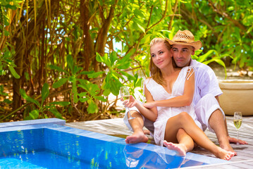 Happy couple on romantic resort