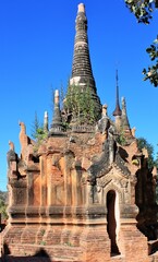 Ruins of an old stone pagoda on the southwestern side of Inle Lake, Myanmar