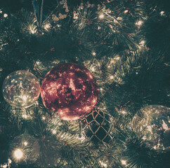 Poster - bokeh image of christmas decoration background