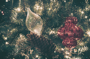 Poster - bokeh image of christmas decoration background