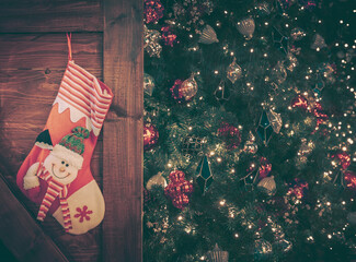 Poster - bokeh image of christmas decoration background