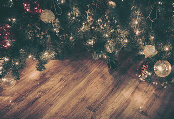Poster - bokeh image of christmas decoration background
