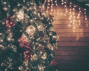 Poster - bokeh image of christmas decoration background