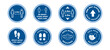 © Vector Archive - Covid-19 Social Distancing Sign icons set 1.5m Metre Distance and Face Mask Required / Must Be Worn. Floor sticker or signs flat icon infographic such as one way system, stand apart, facemask