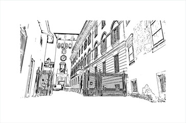 building view with landmark of bergamo is a city in the alpine lombardy region of northern italy. ha