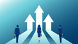 © Feodora - Vector of businesspeople standing on arrows growing up