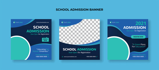 Set of school admission banners. Suitable for junior and senior high school promotion banner