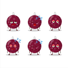 Sticker - Cartoon character of christmas ball dark purple with sleepy expression