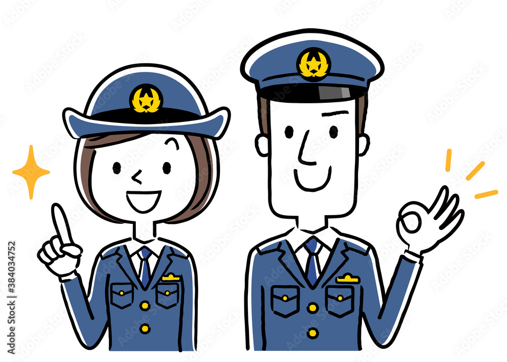 イラスト素材 男性警察官と女性警察官 Okサイン Wall Mural ケイーゴ K イラスト素材 男性警察官と女性警察官 Okサイン Wall Mural ケイーゴ K