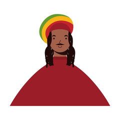 Sticker - afro ethnic man with jamaican hat character icon