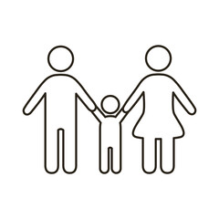 Sticker - parents couple with son figures line style icon