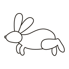 Poster - cute little rabbit running spring animal line style icon