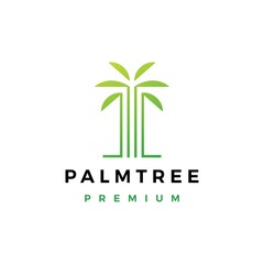 Sticker - palm tree logo vector icon illustration