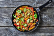 © myviewpoint - spicy kung pao tofu in a skillet