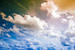 White clouds, blue sky, fresh air oxygen concept, clean air, not polluted environment. High quality photo