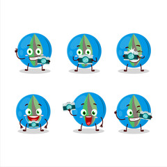 Poster - Photographer profession emoticon with blue marbles cartoon character