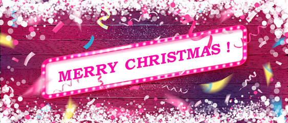 Canvas Print - Merry Christmas hand drawn pink text font