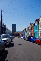 Naklejka na meble The colourful neighbourhood, Blaker Street, in Brighton. Famous for its colourful houses and the seaview