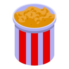 Wall Mural - Popcorn bucket icon. Isometric of popcorn bucket vector icon for web design isolated on white background