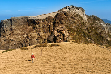 Sticker - The dangerous rocky ravine in the high mountain.