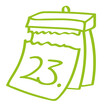 Handgezeichneter Kalender - Tag 23 in hellgrün