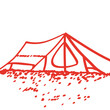 Handgezeichnetes Zelt in rot