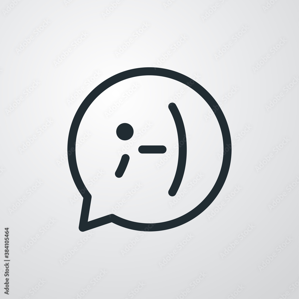 Simpatía. Logotipo lineal círculo burbuja de habla con tipografía como cara  con ojo cerrado en fondo gris Stock Vector | Adobe Stock, image size:1000x1000