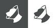 © teracreonte - Logotipo cabeza de perro con collar isabelino en fondo gris y fondo blanco